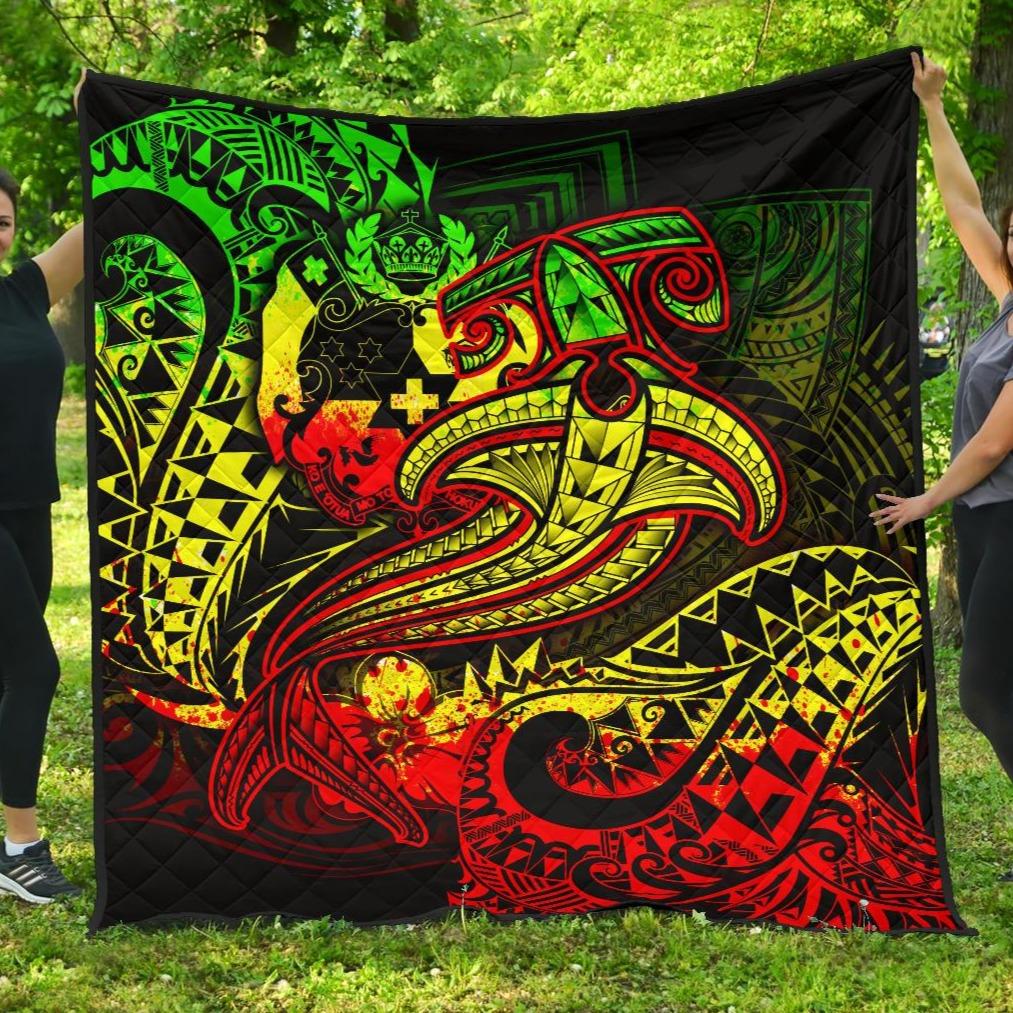 Tonga Premium Quilt - Reggae Shark Polynesian Tattoo - Polynesian Pride