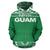 Guam All Over Zip up Hoodie Polynesian Green and White - Polynesian Pride