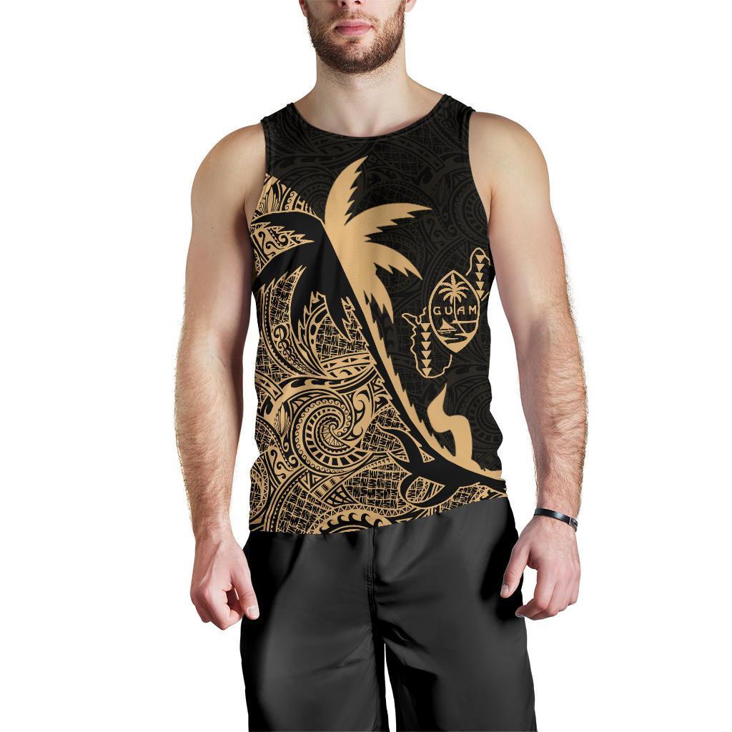 Guam Coconut Tree Men's Tank Top Gold K4 Gold - Polynesian Pride