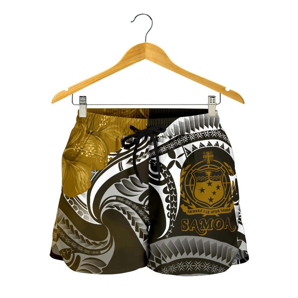 Samoa Women's Shorts - Samoa Seal Wave Style (Gold) - Polynesian Pride