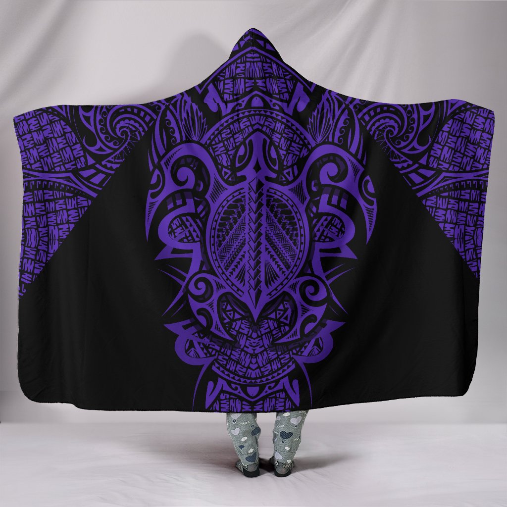 Hawaii Turtle Polynesian Hooded Blanket - Purple - Armor Style Hooded Blanket Purple - Polynesian Pride