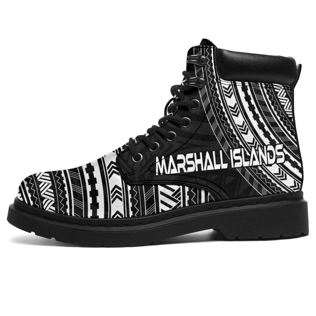 Marshall Islands Leather Boots - Polynesian Black Chief Version Black - Polynesian Pride