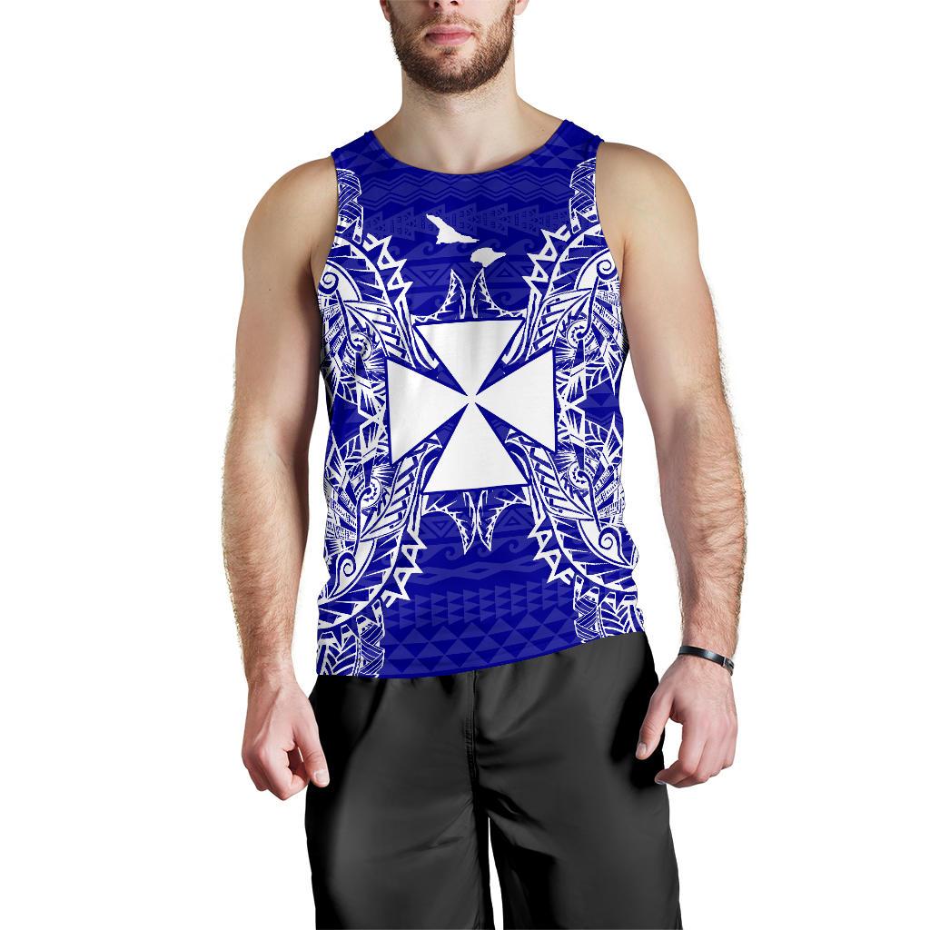 Wallis And Futuna Polynesian Men Tank Top Map Blue Blue - Polynesian Pride