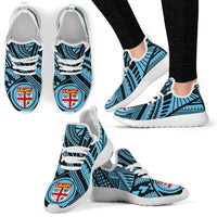 Fiji Polynesian Tattoo Mesh Knit Sneakers Blue Blue - Polynesian Pride