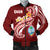 Guam Men's Bomber Jacket - Guam Seal Polynesian Patterns Plumeria (Red) Red - Polynesian Pride