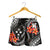 Kosrae Micronesian Women Shorts - Black Plumeria - Polynesian Pride