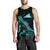 Tokelau Polynesian Men Tank Top - Turtle With Blooming Hibiscus Tuquoise - Polynesian Pride