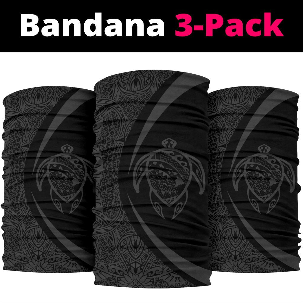 Hawaiian Bandana Turtle Map Polynesian Bandana 3-Pack - Circle Style Gray - Polynesian Pride