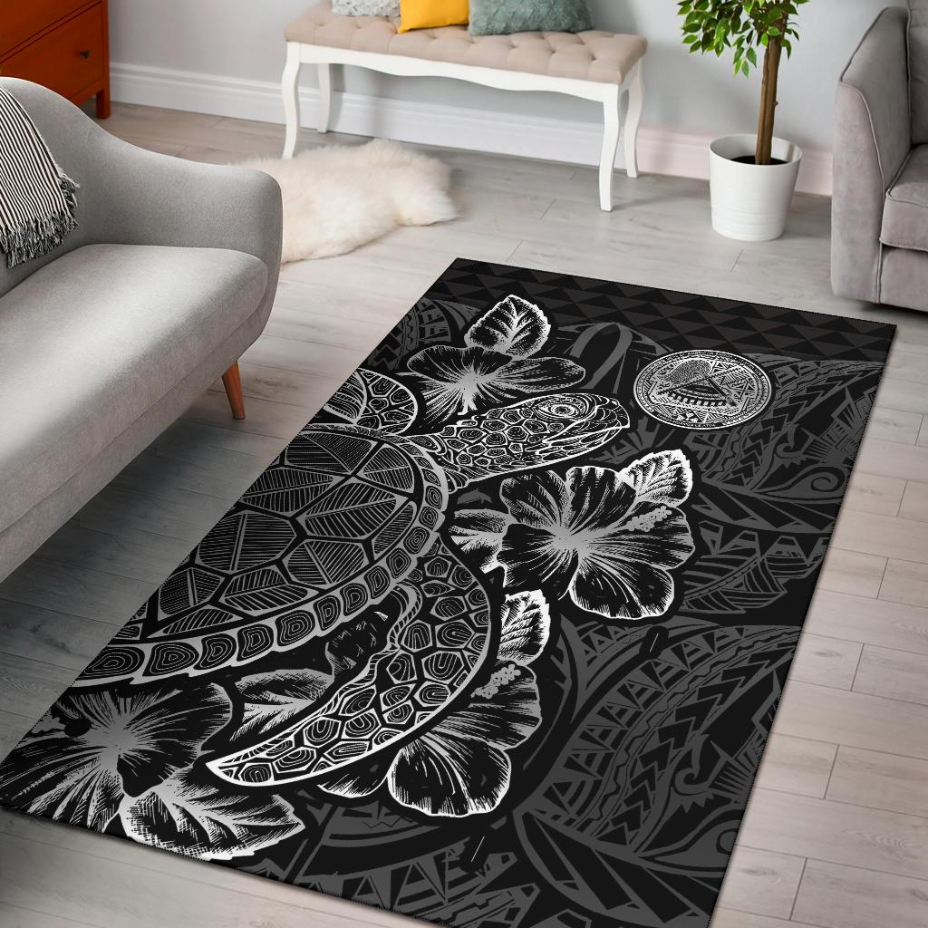 American Samoa Area Rugs Turtle Hibiscus Black Black - Polynesian Pride