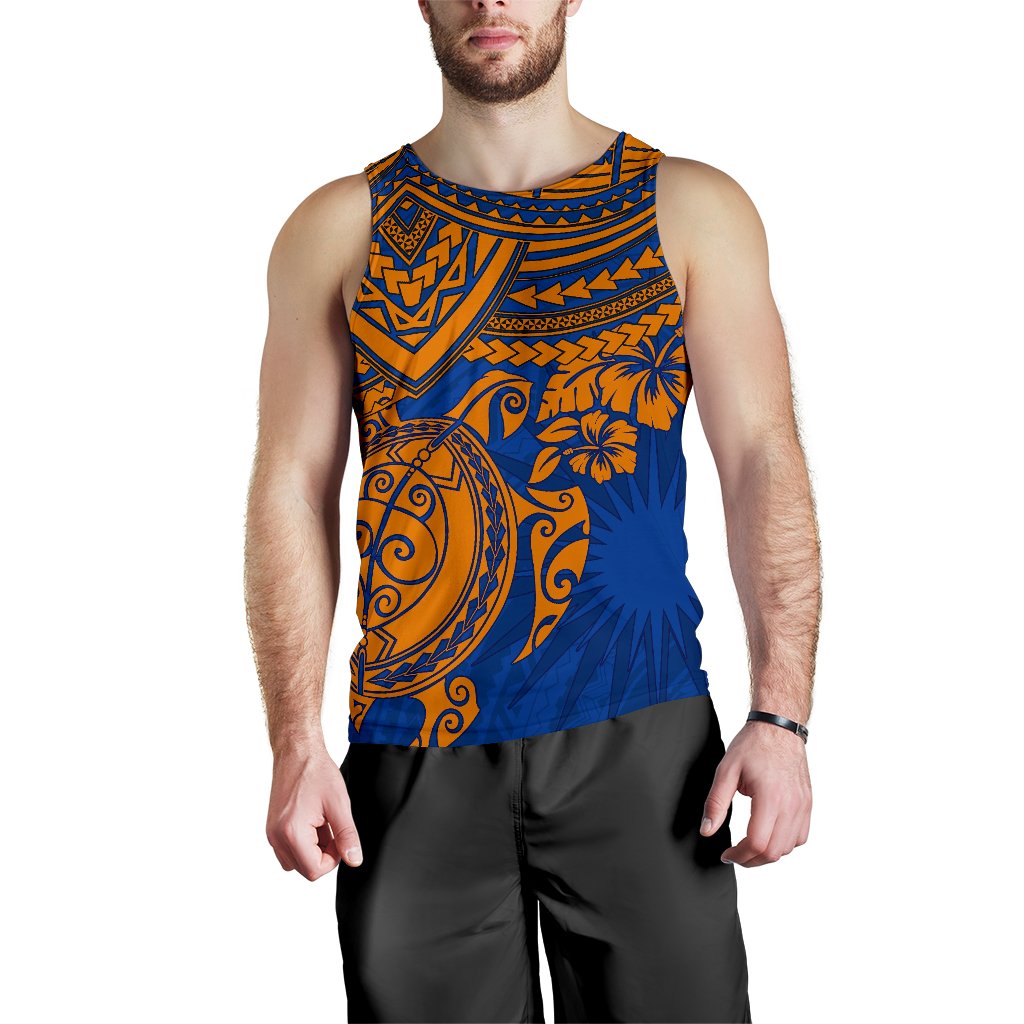 Marshall Islands Polynesian Tank Top (Men) - Blue Turtle Blue - Polynesian Pride