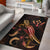 Kosrae Polynesian Area Rugs - Turtle With Blooming Hibiscus Gold Gold - Polynesian Pride