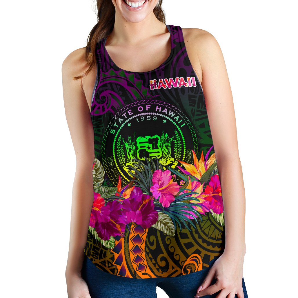 Polynesian Hawaii Women's Racerback Tank - Summer Hibiscus - Polynesian Pride