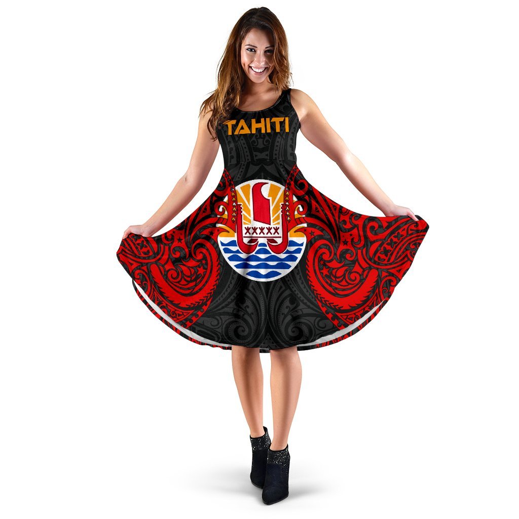 Tahiti Polynesian Midi Dress - Tahitians Spirit Women Red - Polynesian Pride