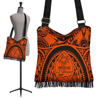 Polynesian Boho Handbags - Guam Flag, Seal with Maui Moana Tattoo One Style One Size Orange - Polynesian Pride