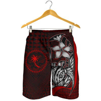 Chuuk Micronesian Men's Shorts Red - Turtle With Hook - Polynesian Pride