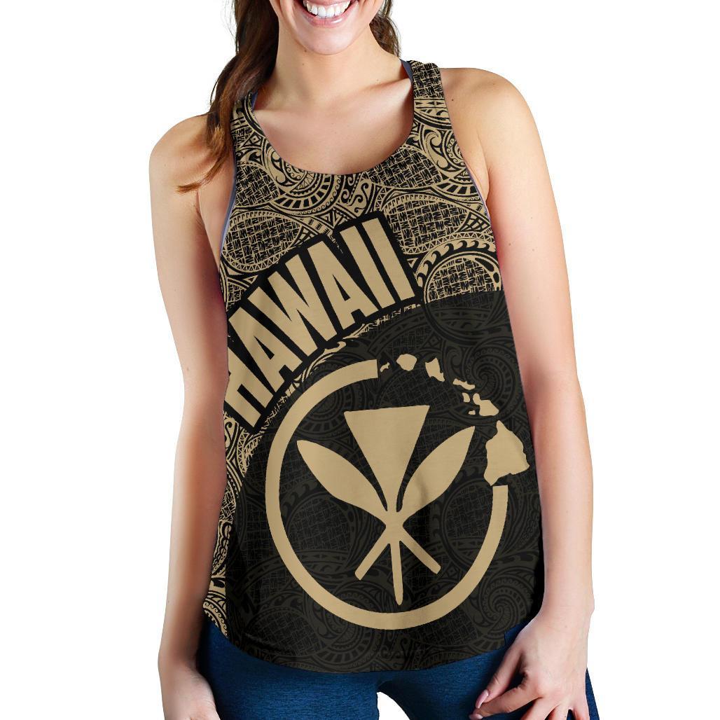 Hawaii Kanaka Maoli Womes Racerback Tank 02 TH90 Black - Polynesian Pride