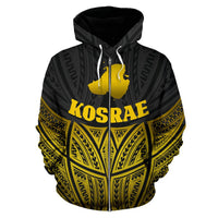 Kosrae Polynesian Zip up Hoodie Gold Pride Map and Seal - Polynesian Pride