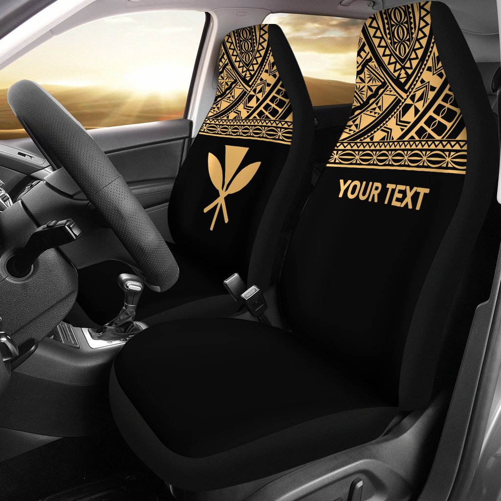 Hawaii Custom Personalised Car Seat Covers - Kanaka Maoli Polynesian Gold Horizontal Universal Fit Gold - Polynesian Pride