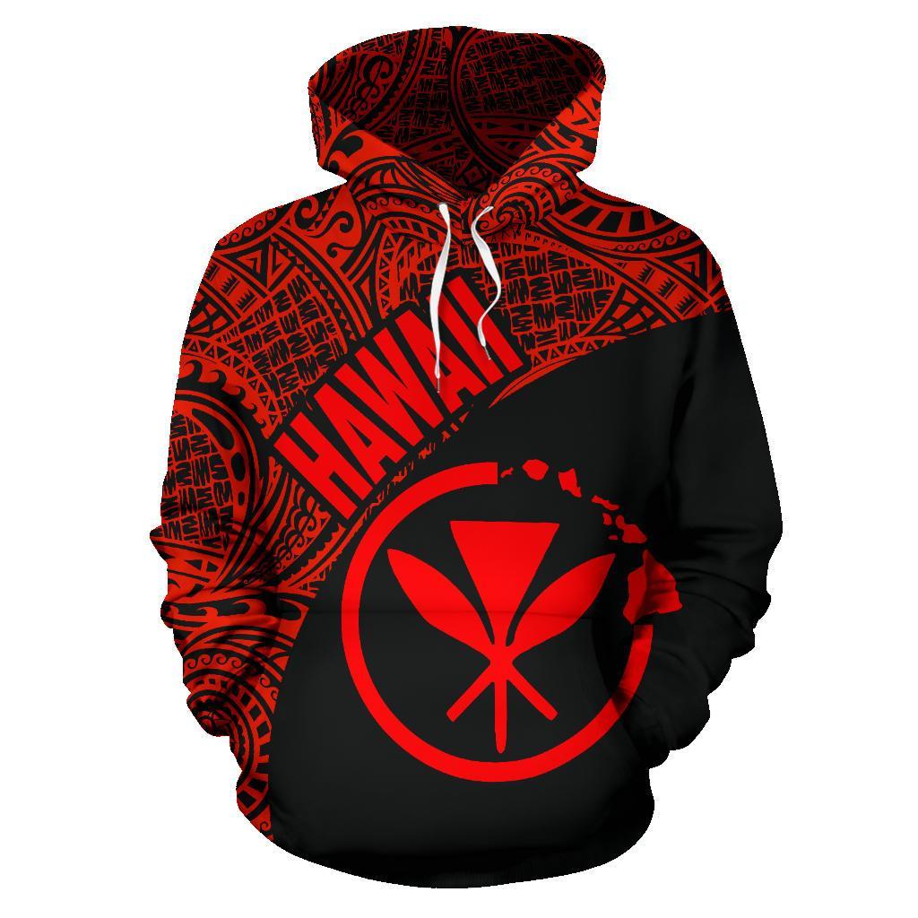 Hawaii Hoodie Kanaka Maoli Polynesian Tattoo Black Red Version - Polynesian Pride