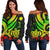 Nauru Women's Off Shoulder Sweater - Reggae Tentacle Turtle Art - Polynesian Pride