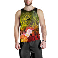 American Samoa Polynesian Men's Tank Top - Humpback Whale with Tropical Flowers - Polynesian Pride