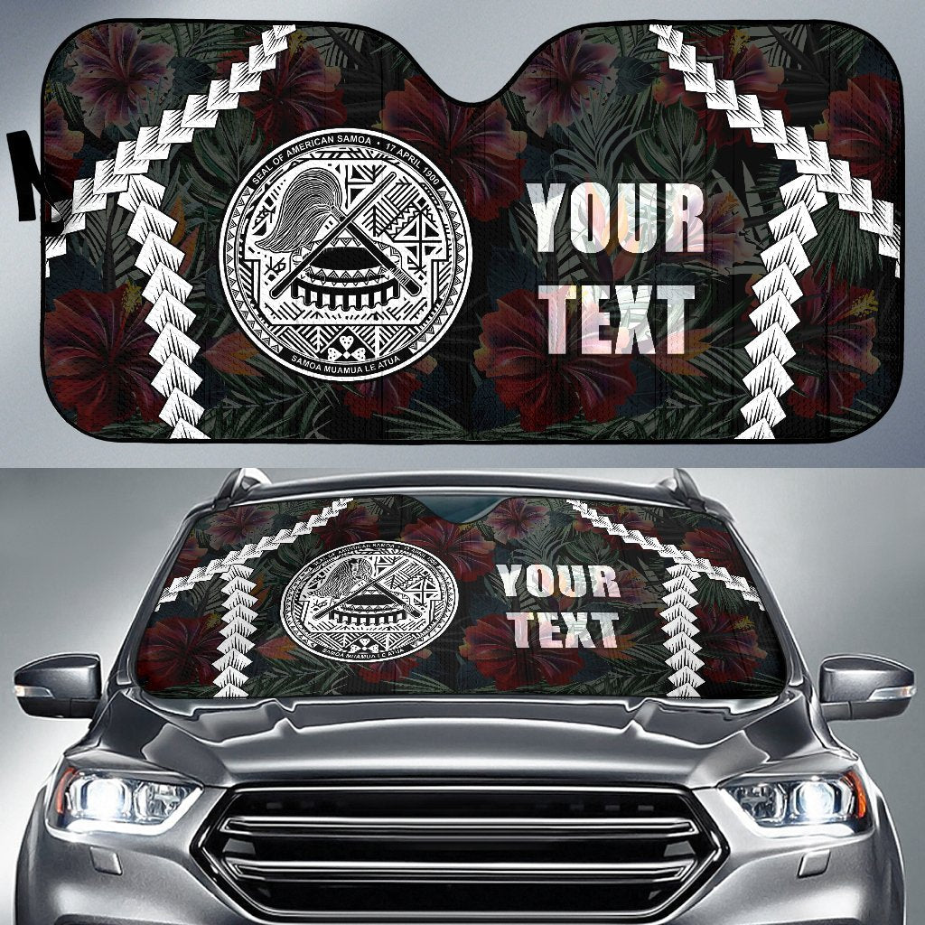 American Samoa Custom Personalised Auto Sun Shades - Chain Polynesian Auto Sun Shade Universal Fit BLACK - Polynesian Pride