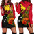 Papua New Guinea Hoodie Dress - Tumbuan, Duk - duk and Lime Gourd RED - Polynesian Pride