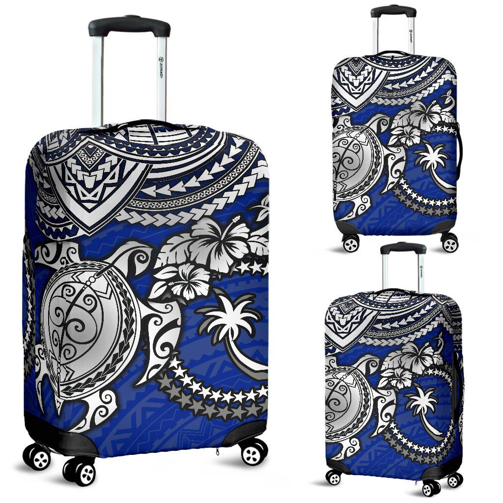 Chuuk Polynesian Luggage Covers - White Turtle (Blue) - Polynesian Pride