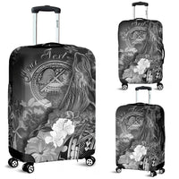 American Samoa Polynesian Custom Personalised Luggage Covers - Humpback Whale with Tropical Flowers (White) - Polynesian Pride