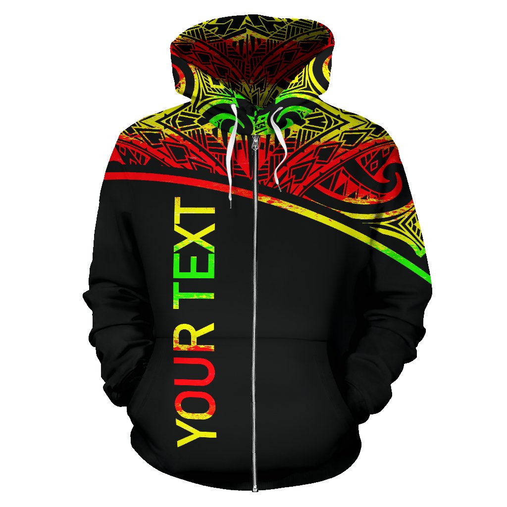 Tonga All Over Custom Zip up Hoodie Reggae Curve - Polynesian Pride