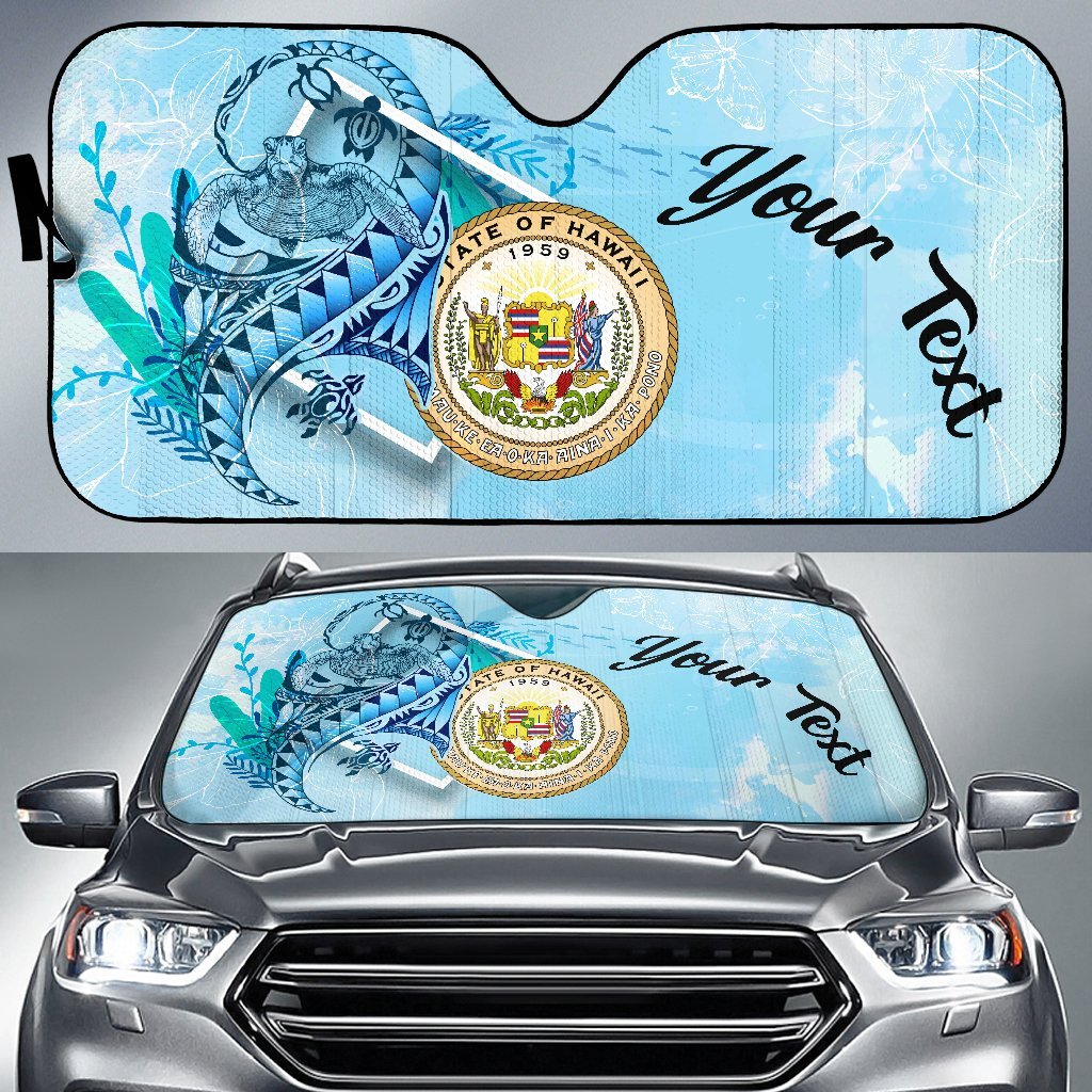 Hawaii Auto Sun Shades - Custom Personalised Polynesian Turtle Under The Sea Auto Sun Shade - Hawaii Universal Fit Blue - Polynesian Pride