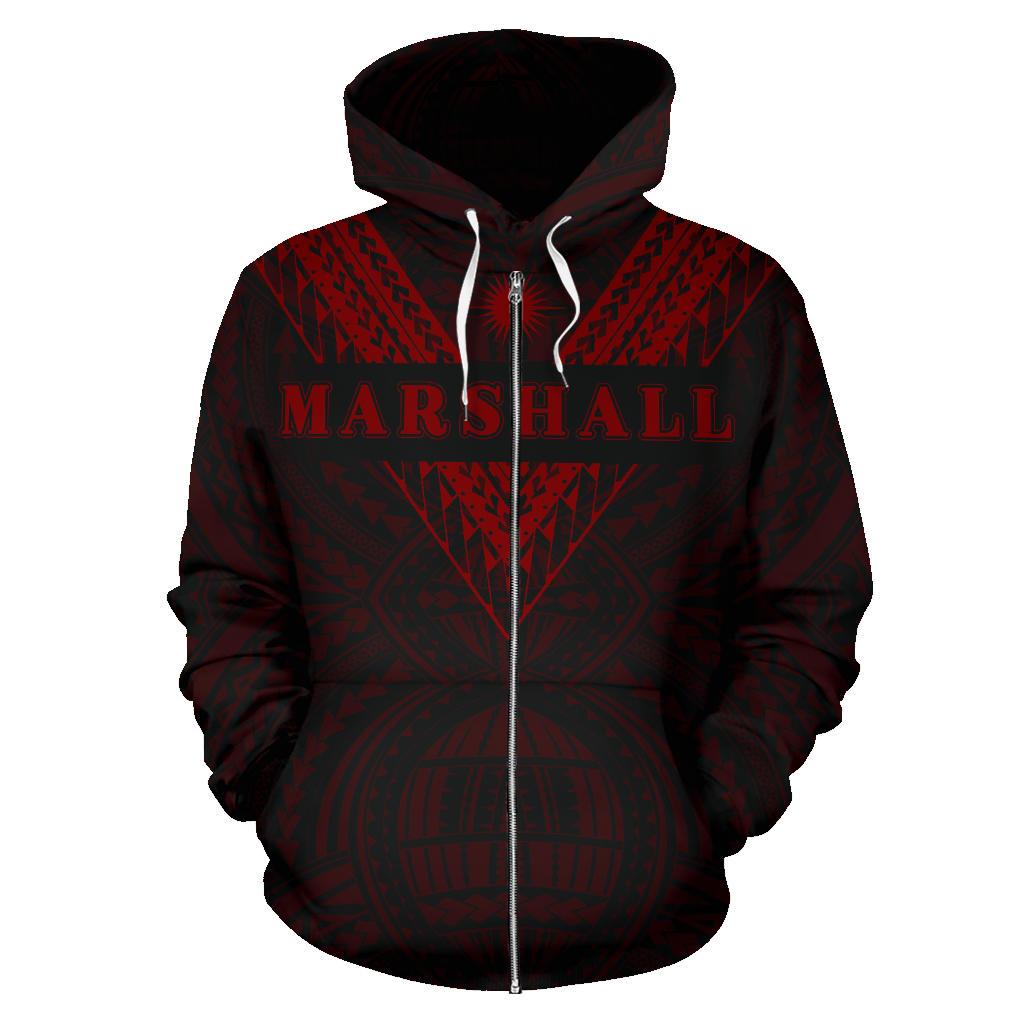 Marshall Islands All Over Zip up Hoodie Red Sailor Style - Polynesian Pride