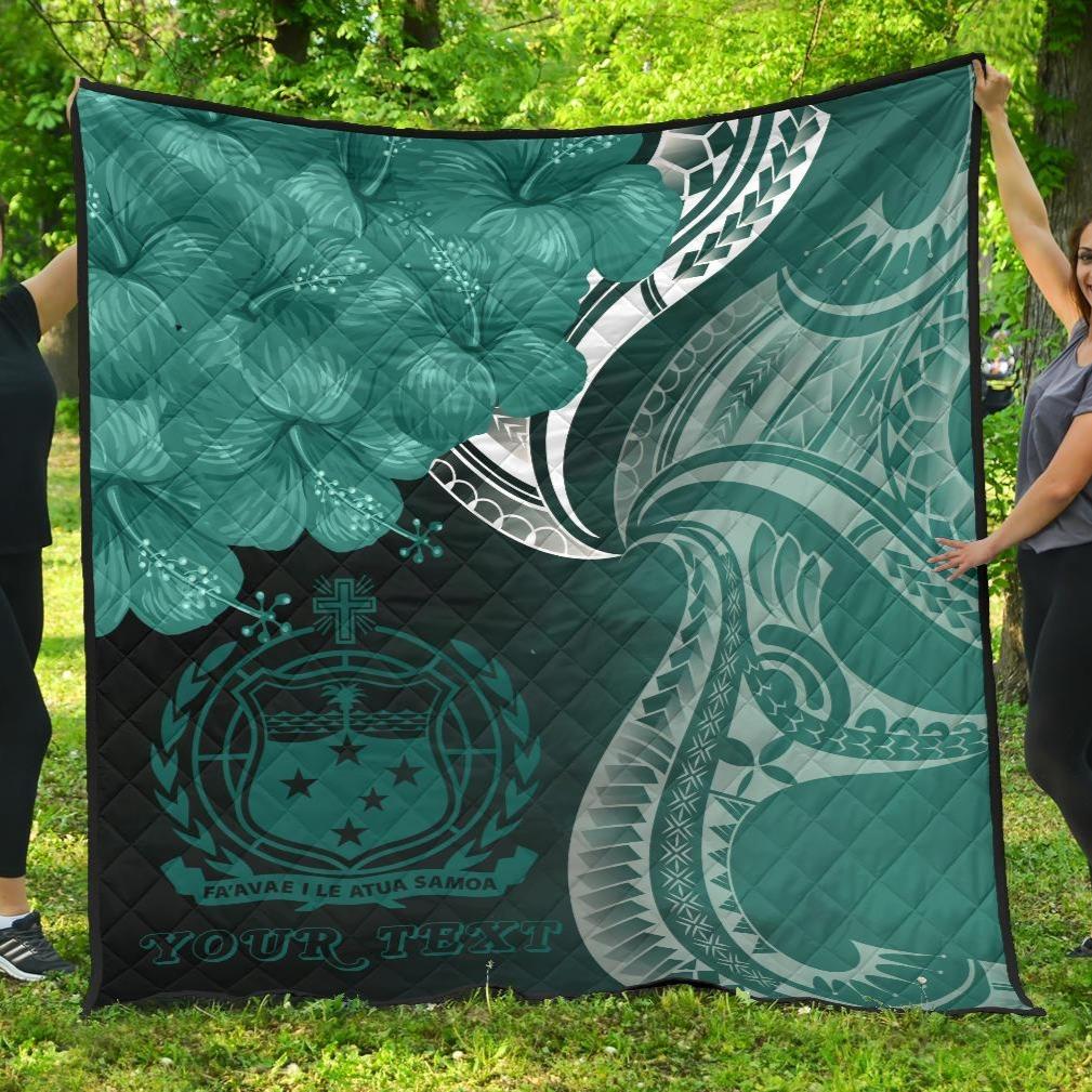 Samoa Custom Personalised Premium Quilt - Samoa Seal Wave Style (Green) Green - Polynesian Pride