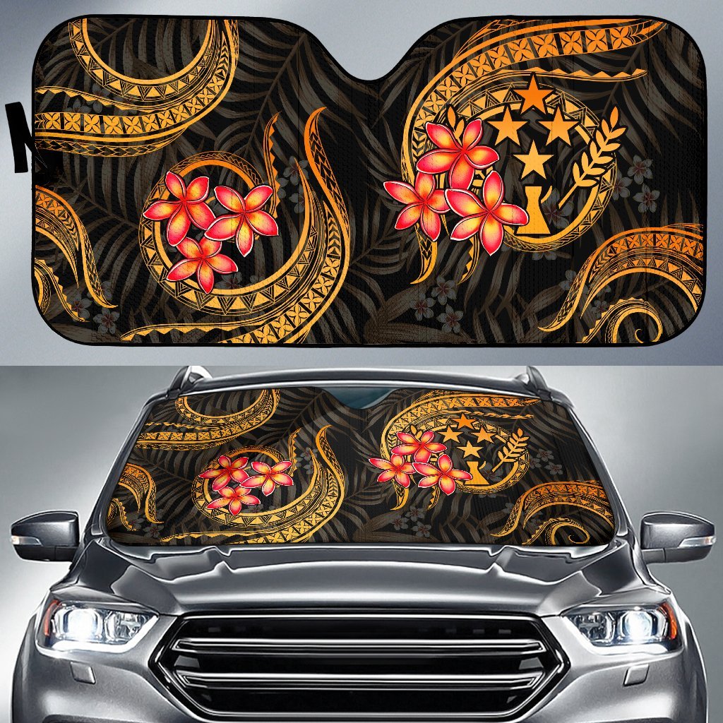 Kosrae Auto Sun Shades - Gold Plumeria Auto Sun Shade Universal Fit GOLD - Polynesian Pride