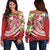 Polynesian Hawaii Kanaka Maoli Women's Off Shoulder Sweater - Summer Plumeria (Red) Red - Polynesian Pride