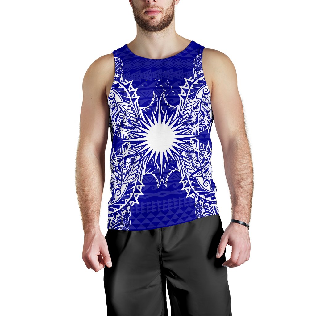 Marshall Islands Polynesian Men Tank Top Map Blue Blue - Polynesian Pride