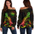 Hawaii Polynesian Women's Off Shoulder Sweater - Turtle With Blooming Hibiscus Reggae Art - Polynesian Pride