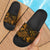 Kosrae Slide Sandals - Turtle Hibiscus Pattern Gold Black - Polynesian Pride