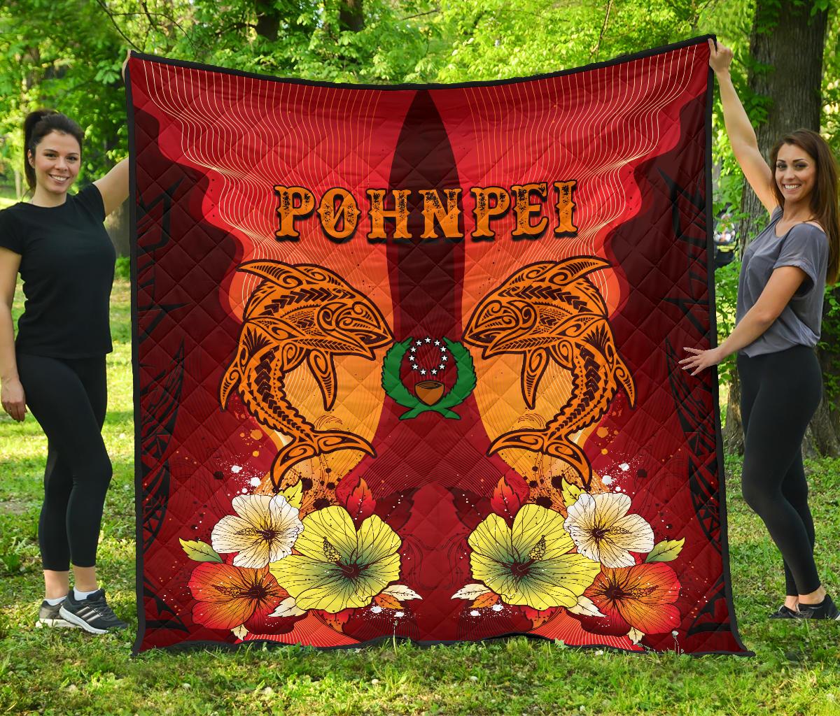 Pohnpei Premium Quilt - Tribal Tuna Fish Black - Polynesian Pride