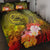 American Samoa Polynesian Quilt Bed Set - Humpback Whale with Tropical Flowers Yellow - Polynesian Pride