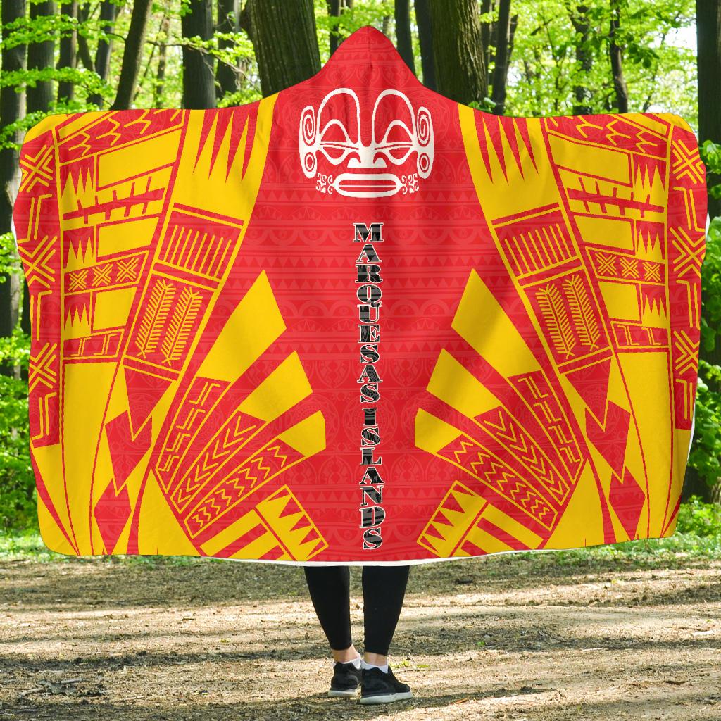 Marquesas Islands Hooded Blanket - Polynesian Tattoo Flag Hooded Blanket White - Polynesian Pride