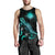 Marshall Islands Polynesian Men Tank Top - Turtle With Blooming Hibiscus Tuquoise - Polynesian Pride