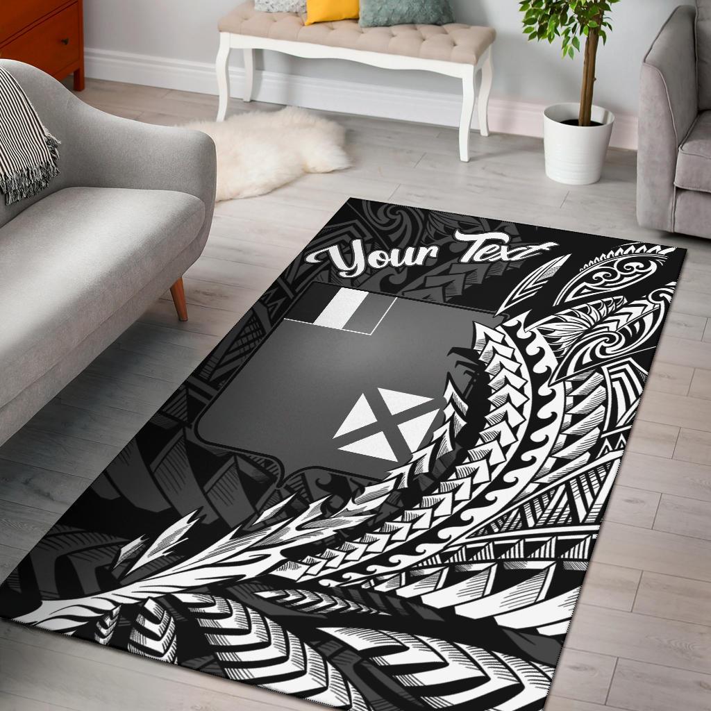 Wallis and Futuna Area Rug - Custom Personalised Wings Style Black - Polynesian Pride