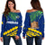 Tokelau Rugby Off Shoulder Sweater Coconut Leaves Blue - Polynesian Pride