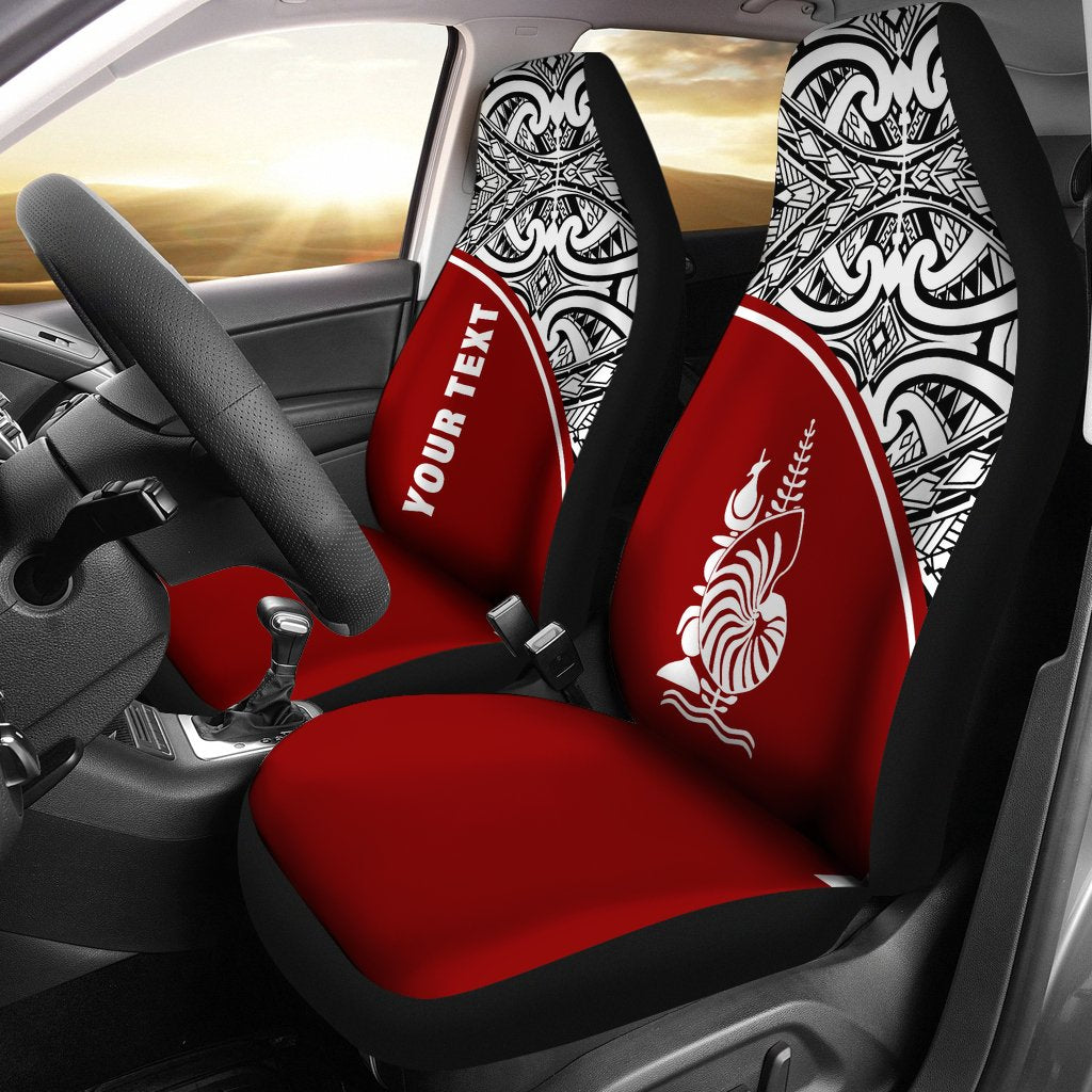 New Caledonia Custom Personalised Car Seat Covers - New Caledonia Coat Of Arms Polynesian Red Curve Universal Fit Red - Polynesian Pride