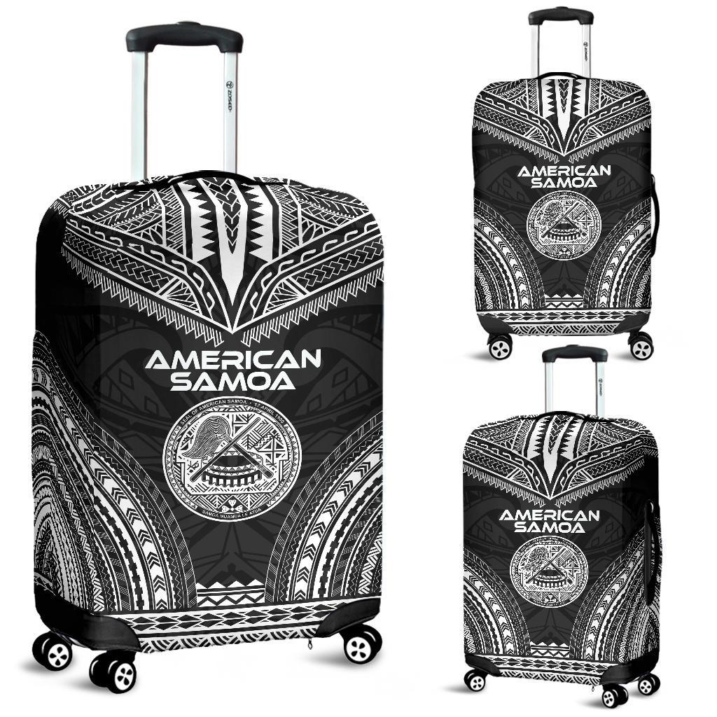 American Samoa Polynesian Chief Luggage Cover - Black Version Black - Polynesian Pride