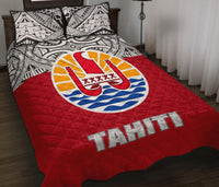 Tahiti Polynesian Quilt Bed Set - Tahiti Flag Polynesian Tattoo - Polynesian Pride