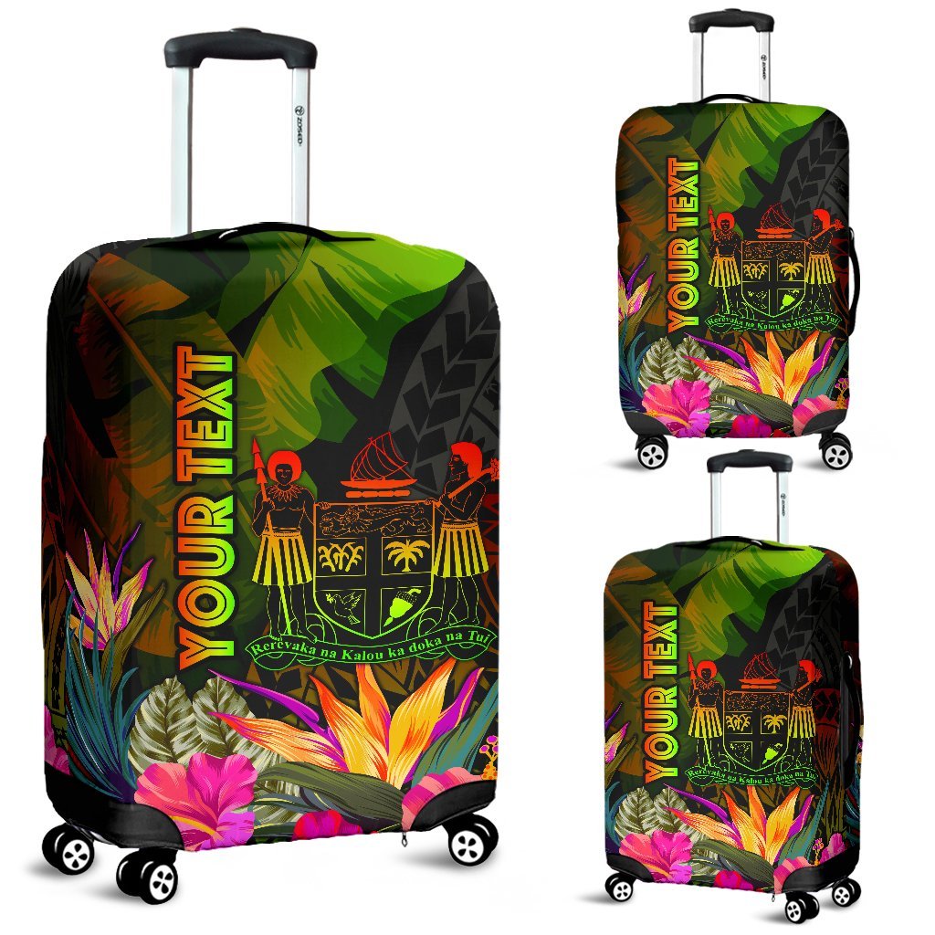 Fiji Polynesian Personalised Luggage Covers - Hibiscus and Banana Leaves - Polynesian Pride