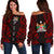 Fiji Women's Off Shoulder Sweater - Polynesian Tattoo Red Red - Polynesian Pride