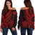 Wallis and Futuna Women's Off Shoulder Sweater - Red Tentacle Turtle Red - Polynesian Pride